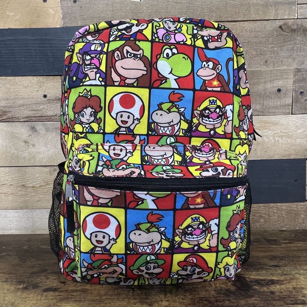 Nintendo Super Mario Bros. All Over Print 16" Backpack School Book Bag 2017